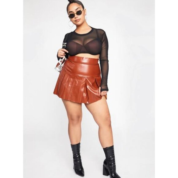 COPY - MOCHA WILD  THRILLS PLEATED SKIRT - Picture 3 of 5